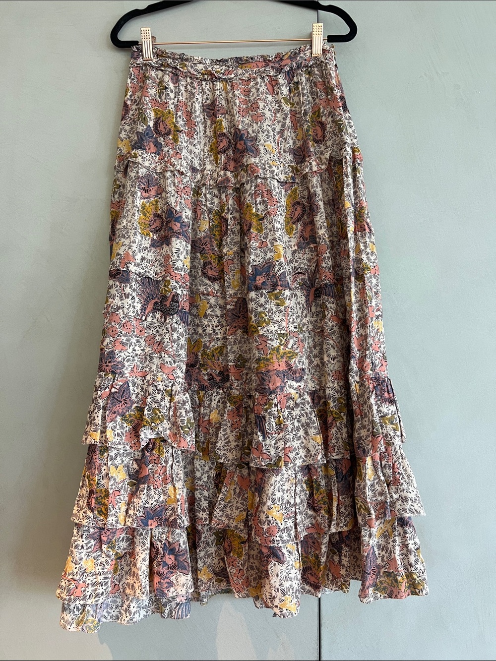 Ulla Johnson Floral Tiered Maxi Skirt - Pink Multi